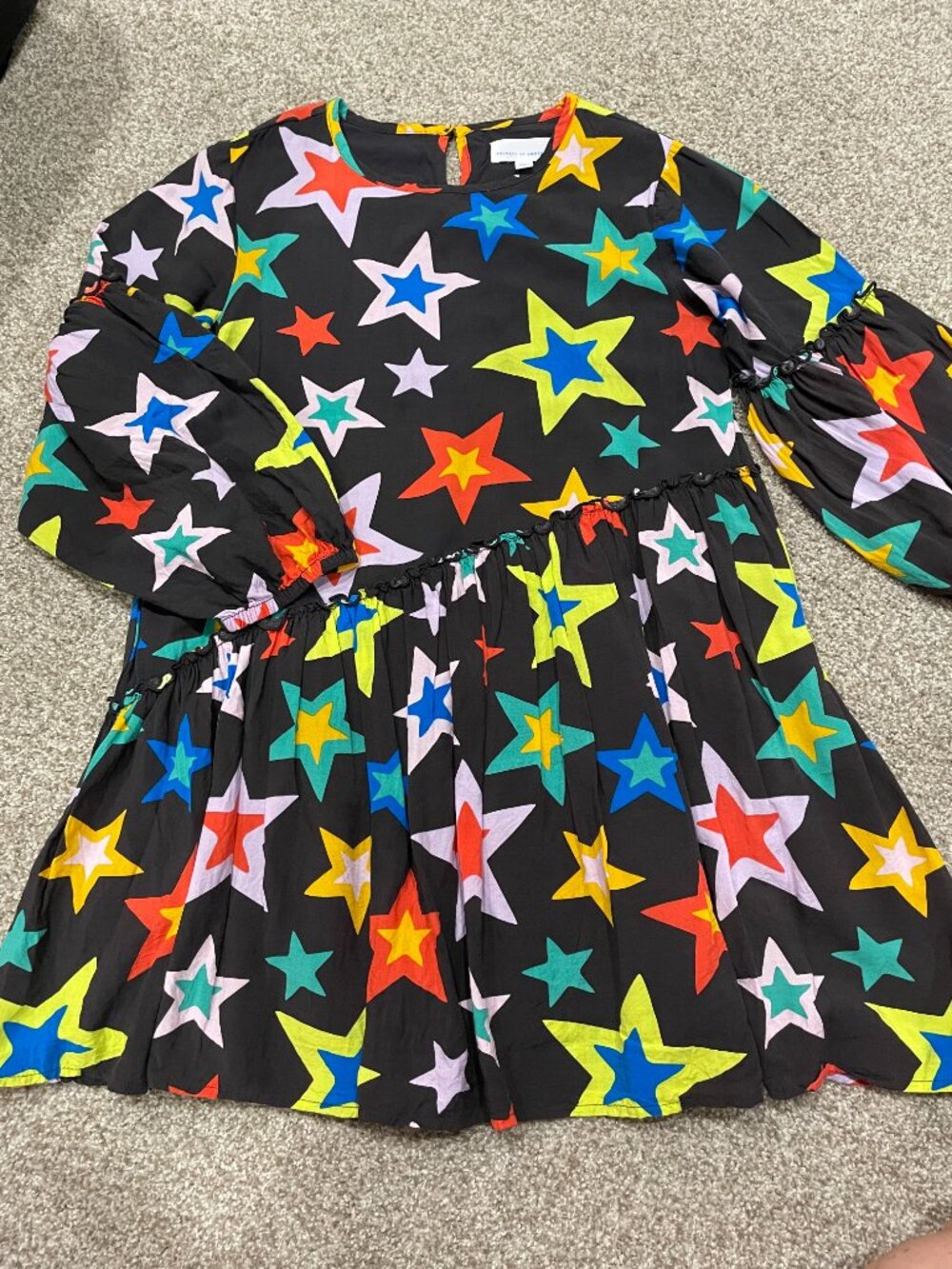 Rockets of Awesome Black Star Print Long Sleeve Dress